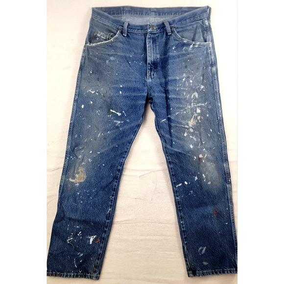 Vintage Wrangler Jeans Mens 36x30 Regular Fit Paint Stained Thrashed Distressed - Picture 1 of 15